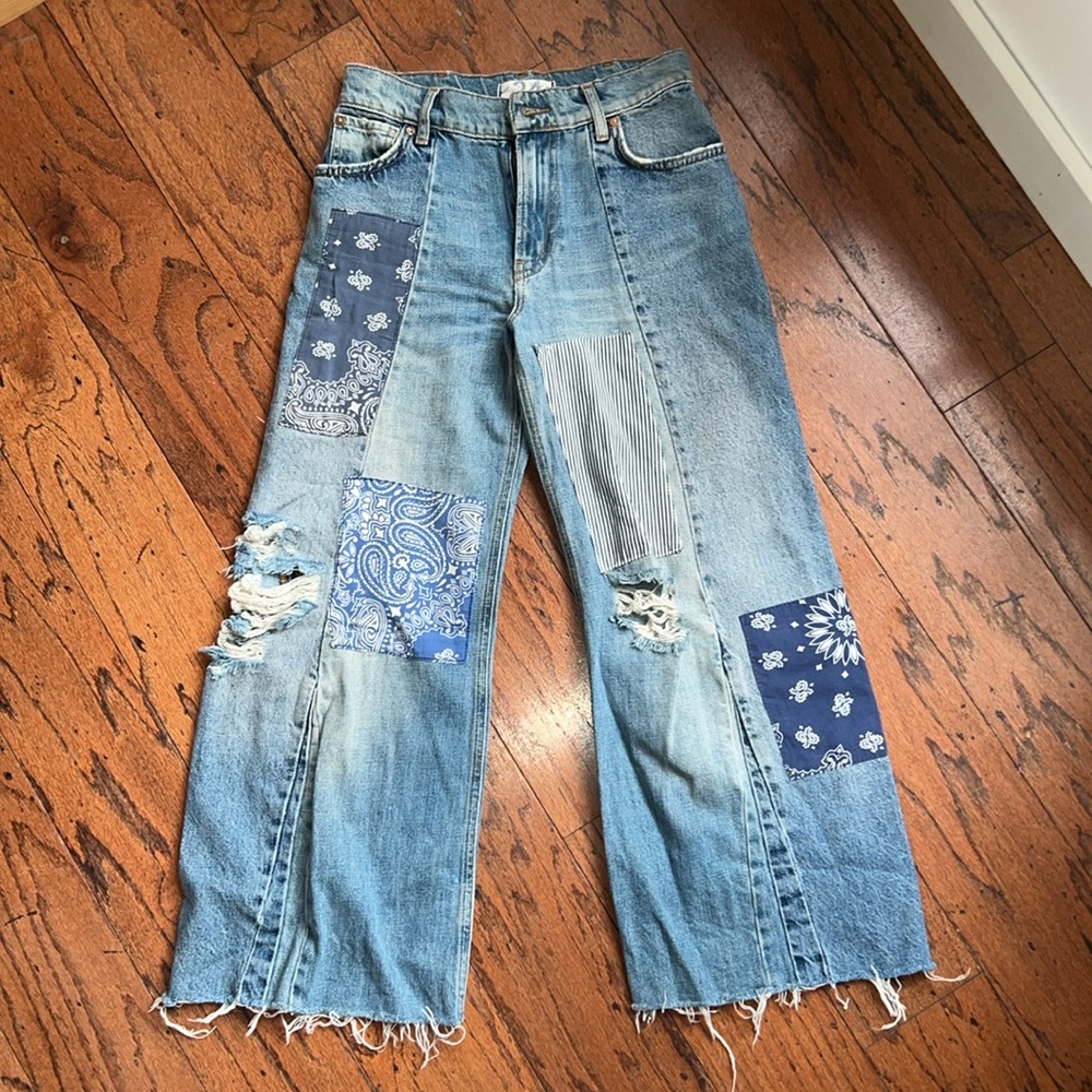 WE THE FREE heart of gold patchwork wide leg jean✨ - Picture 5 of 6